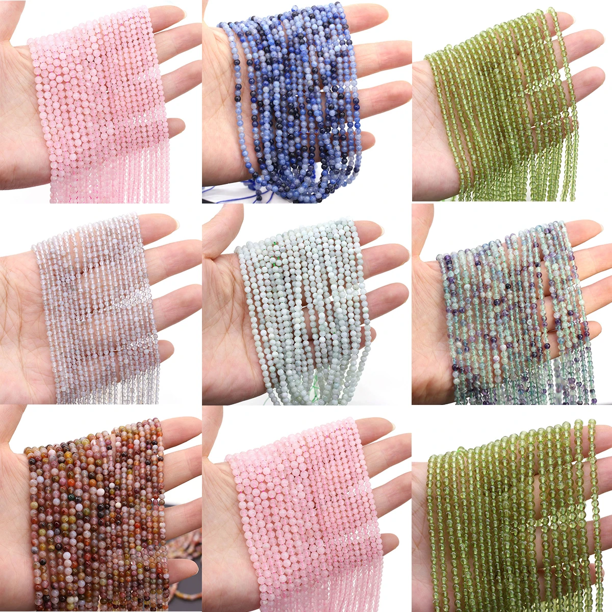 Бусины из натурального камня розового кварца для изготовления ювелирных изделий