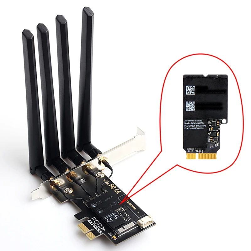 Dual Band 802.11Ac Native AirPort Bcm4360 WiFi + Bluetooth BT 4.0 BCM94360CD Wireless Mac OS + PC/Hackintosh Adapter