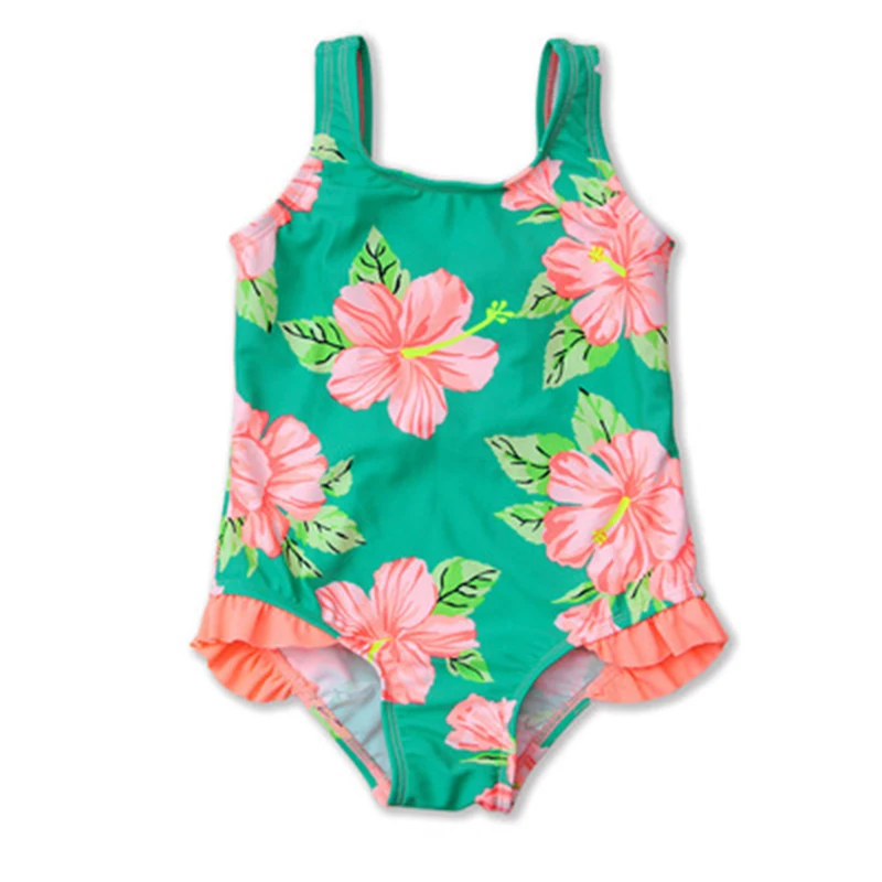 Детское бикини для девочек одежда купания с цветочным принтом без рукавов летняя