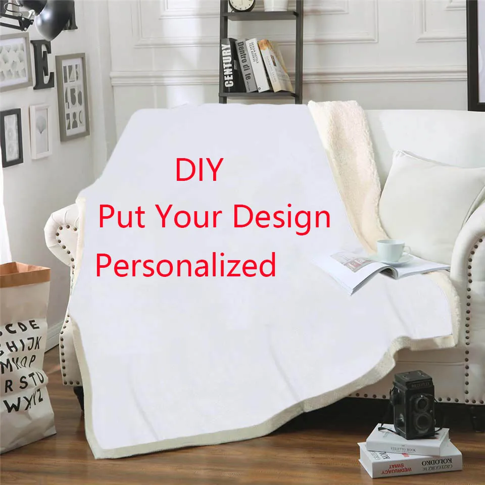 

DIY Personalized 3D Print Plush Throw Blanket Sherpa Fleece Bedspread Blanket Vintage Bedding Square Picnic wool soft Blanket