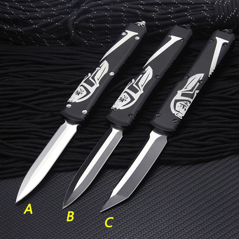 

Folding Knifes Hunting Defensive Tactical knives Survival Gear Aluminum Handle 440C Satin blade edc tool send Nylon Sheath