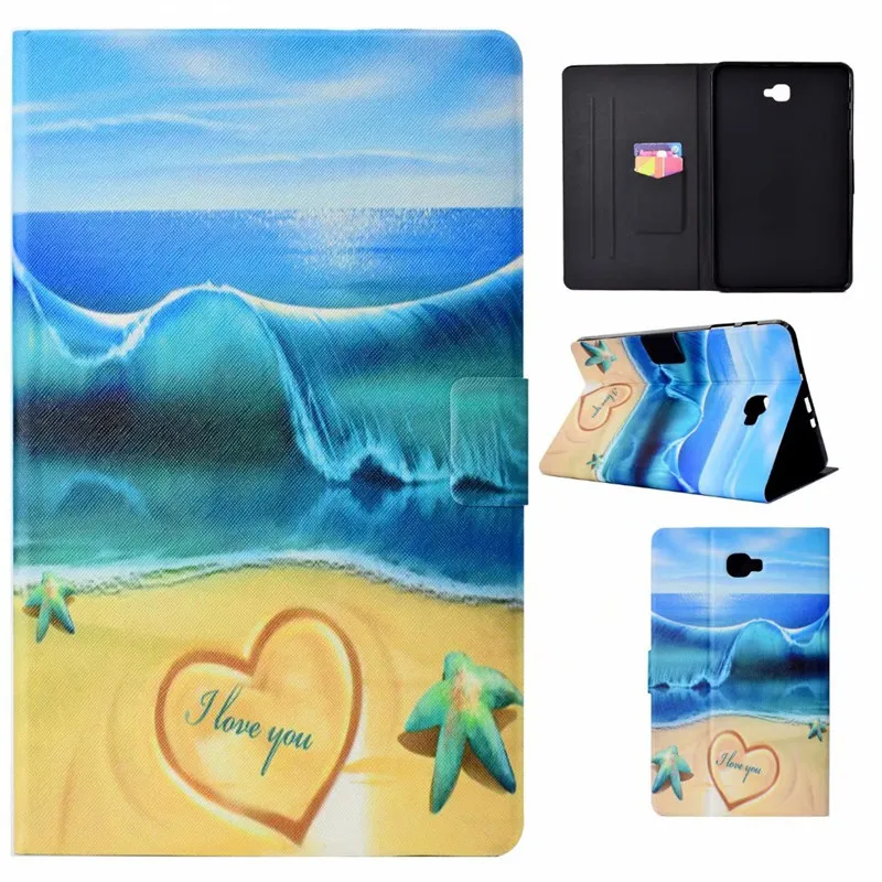 Чехол для планшета для Samsung Galaxy Tab A A6 10," SM-T580 T585 T580 T585N умный чехол Funda с мультипликационным принтом из искусственной кожи кожа+ пленка+ ручка