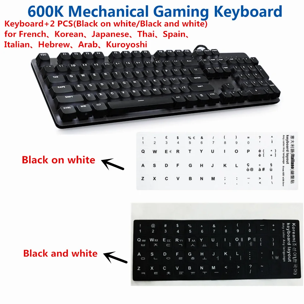Keyboard Sticker Xiaomi MIIIW 600K механическая клавиатура наклейка игровая клавиатура с подсветкой 104Key Kailh красный переключатель USB Проводная клавиатура 700G RGB мышь - Color: Keyboard Sticker