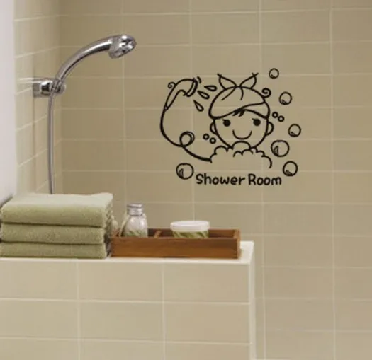 Waterproof Sliding Door Stickers Shower Room Bathroom Wall Decals Toilet Sticker |