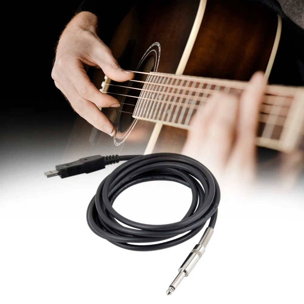

1pc 3M Guitar Bass 1/4'' USB TO 6.3mm Jack Link Connection Instrument Cable