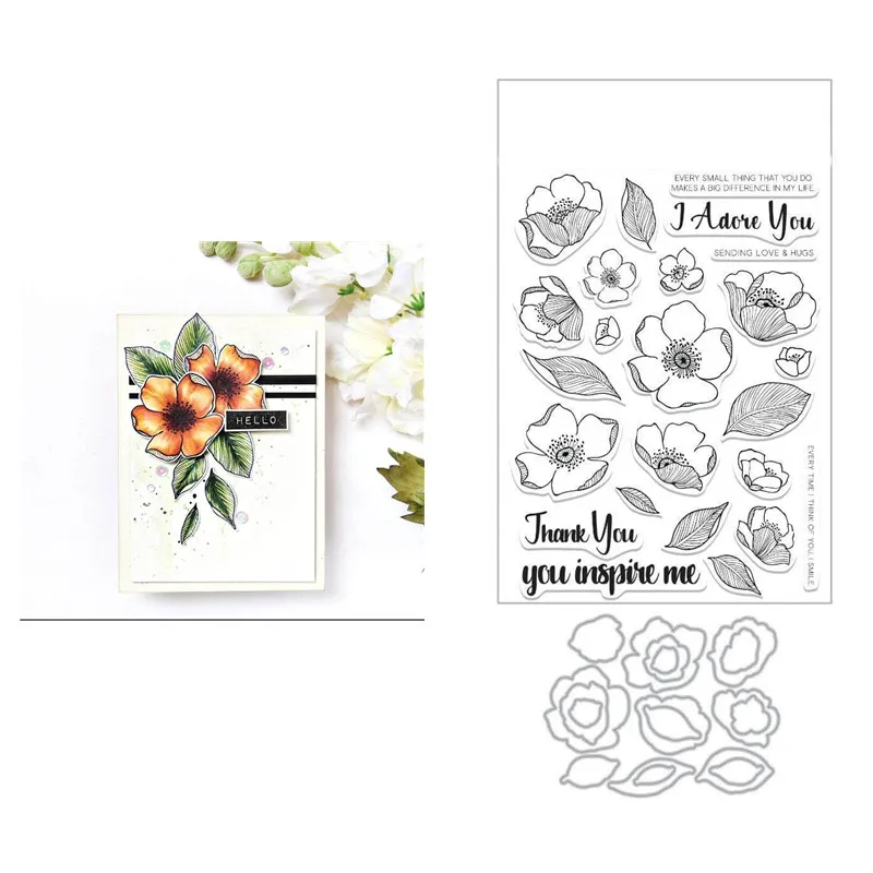 

Christmas Metal Cutting Dies and Flower Stamp Set Scrapbooking Dairy Album Greet Cards DIY Stencil For Decor 2021 New Arrival