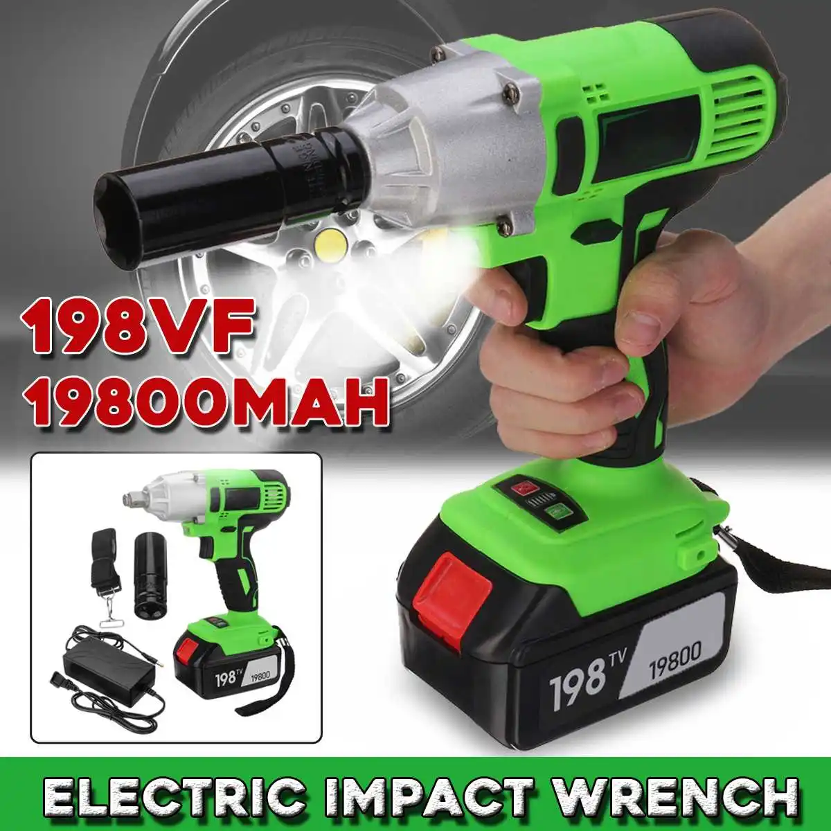 

Drillpro 198VF 19800mAh 300N.m Cordless Electric Impact Wrench Electric Brush LED Lighting Screwdriver Drill Torque Repair Tool