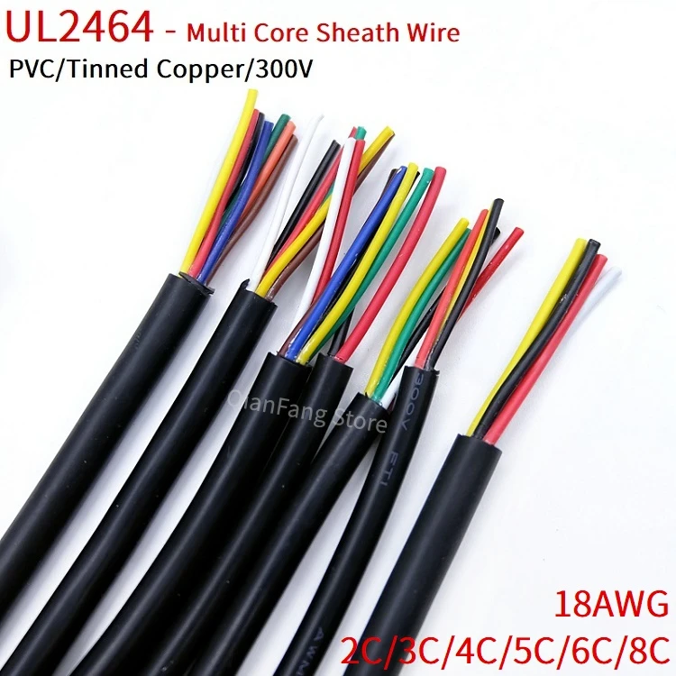 1 м обшитый провод кабель 18AWG Channl аудио линия 2 3 4 5 6 7 8 ядер изолированный мягкий