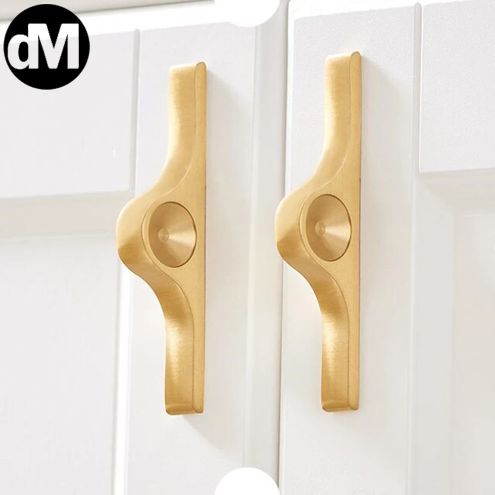 

DM Creative Ear Shape Solid Brass Light Luxury Modern Pure Copper Wardrobe Cabinet Pulls Door Handle Drawer Furniture NEW