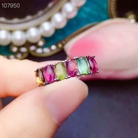 fashion rainbow ring 6colors natural tourmaline silver ring solid 925 silver tourmaline ring romantic brithday gift for girl