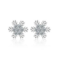 beautiful flower zirconia one pair 925 sterling silver snowflake stud earring girls accessories luxury jewelery gift for women