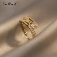 south korea fashion and personality zircon zipper adjustable online celebrity rings gift party womens jewelry ring 2021