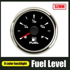 Указатель уровня топлива, 2 дюйма, 52 мм, с подсветкой 8 цветов, для автомобилей, лодок, мотоциклов, грузовиков, 0-190240-33 Ом, регулируемый