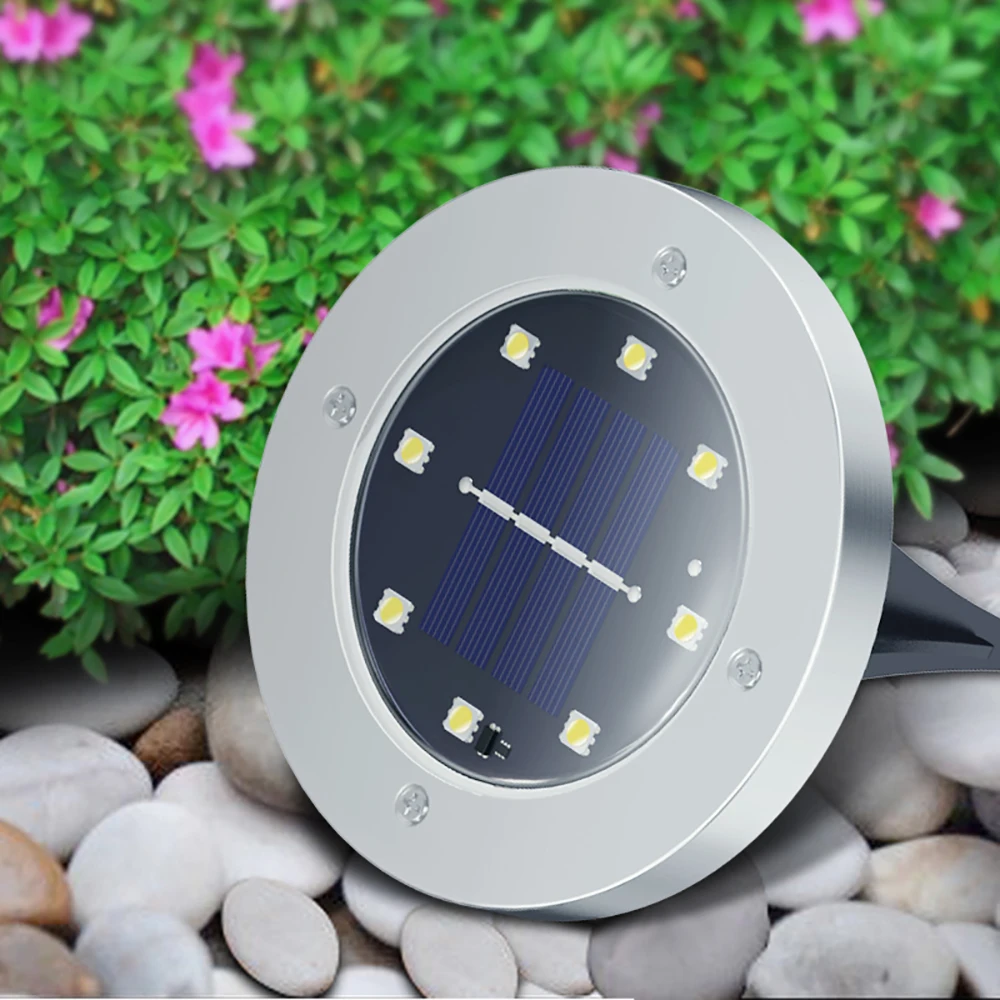 

8 LED solar ground light waterproof underground lamps garden floor deck lights for Yard Driveway terrace stairs lawn lighting