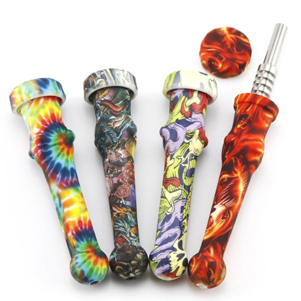 10 шт./лот силиконовая трубка с 14 мм титановыми гвоздями табачные трубки для