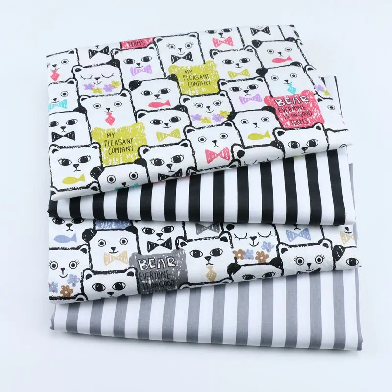 Саржевая ткань из 100% хлопка с принтом кошек для лоскутов материал