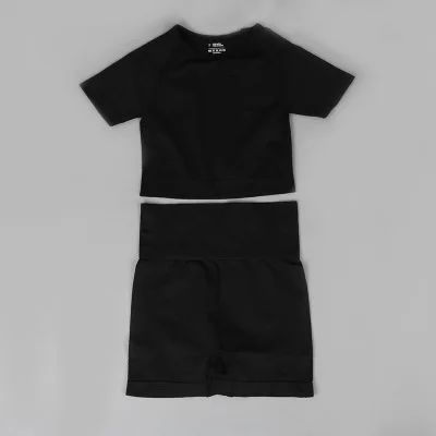 Женский спортивный комплект бесшовный для йоги фитнеса короткий топ с коротким