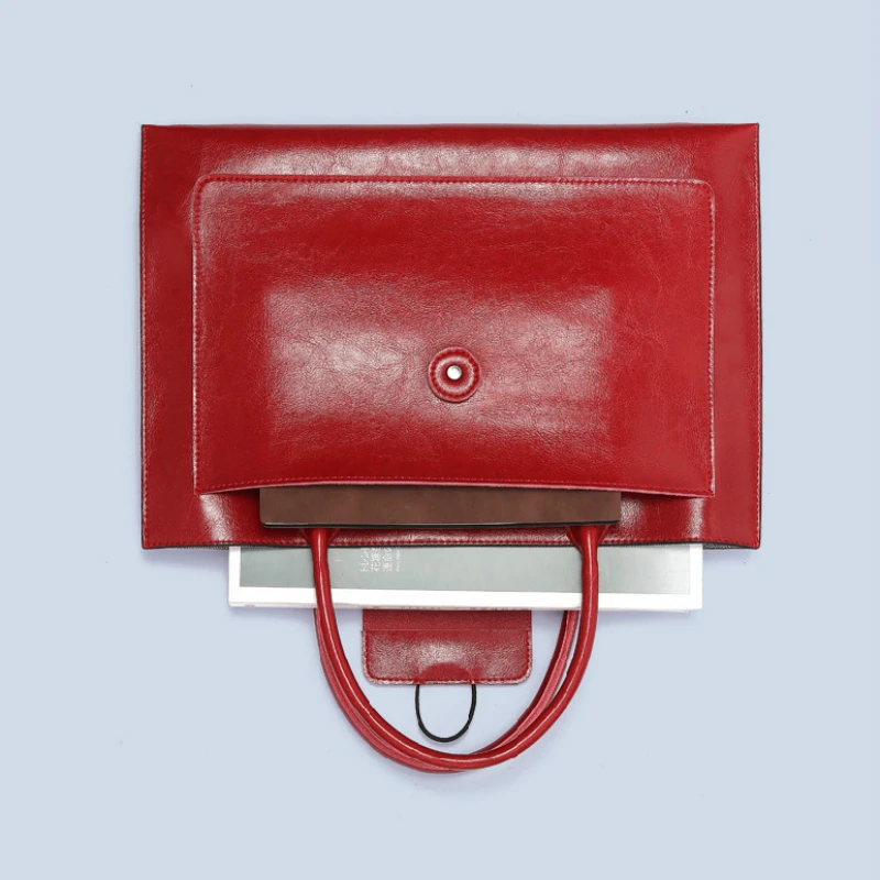 

Genuine Cowhide Leather Laptop Pack Multi-Function Large Capacity Vintage Solid Color 14 inch Tablet Handbag Women Briefcase