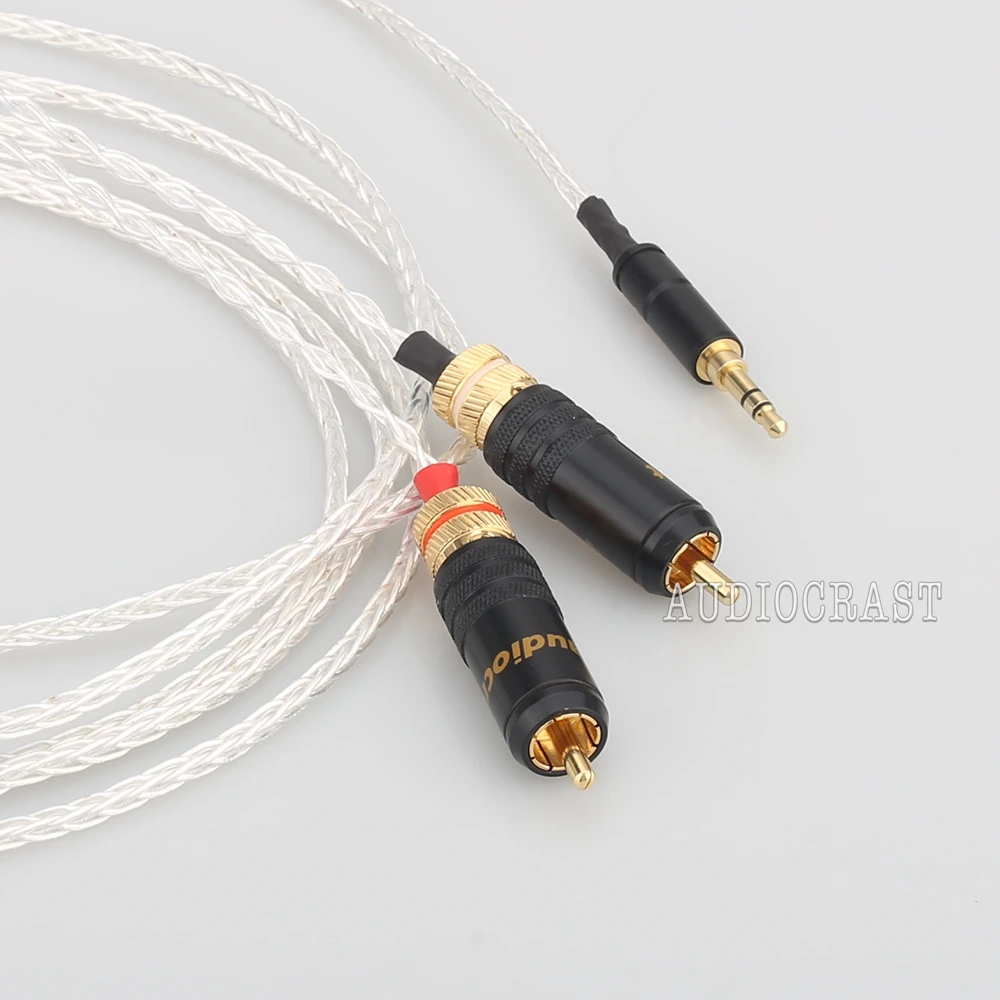 

Audiocrast Pure Silver Plated 3.5mm Stereo to 2 RCA Cable Hi-end 3.5mm to Dual RCA Cable for amplifier Phone Home Theater