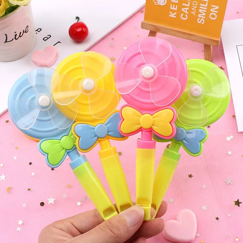 

1Pcs Baby Kids Windmill Toy Lollipop Shape Small Windmill Whistle Developmental Outdoor Handle Toys Pinwheel Wind Spinner