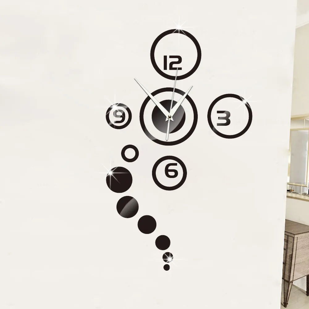 Креативные зеркальные наклейки 3D DIY Moment кварцевые часы с иголками настенные