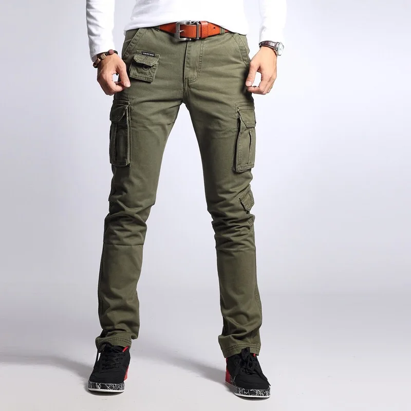 

Thoshine Brand 100% Cotton Pants Men Spring Autumn Camouflage Military Outdoor Long Trousers Muti Pockets Slim Fit Cargo Pants