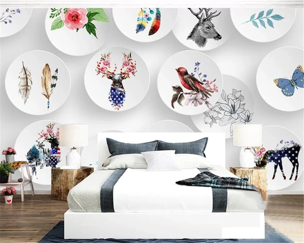 Живопись beibehang новая мода личность маленькие свежие 3D геометрические обои