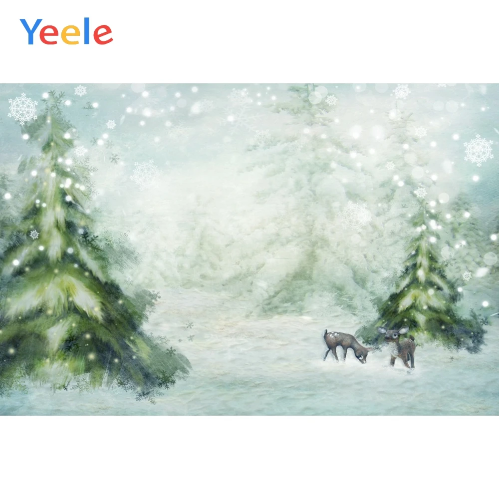 

Yeele Christmas Photocall Bokeh Snowflakes Elk Pine Photography Backdrops Personalized Photographic Backgrounds For Photo Studio