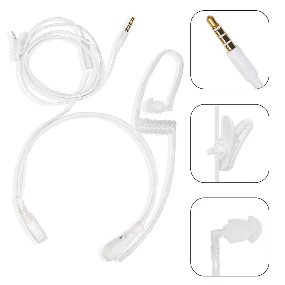 1 штифт 3 5 мм гарнитура для горловины микрофона Скрытая Воздушная трубка наушники