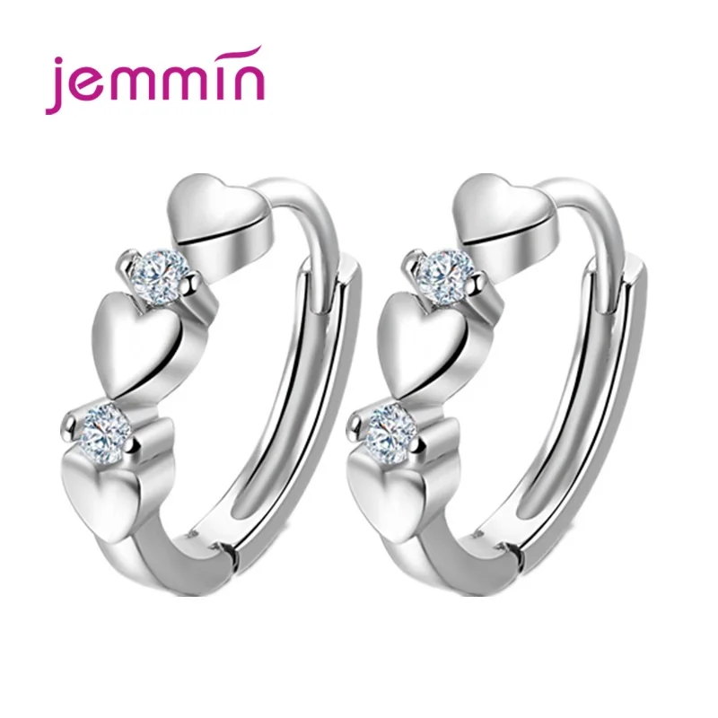 

Genuine 925 Silver Minimalist Heart Hoop Earrings for Women Wedding Statement Jewelry New Ear Hoops Female Jewelry