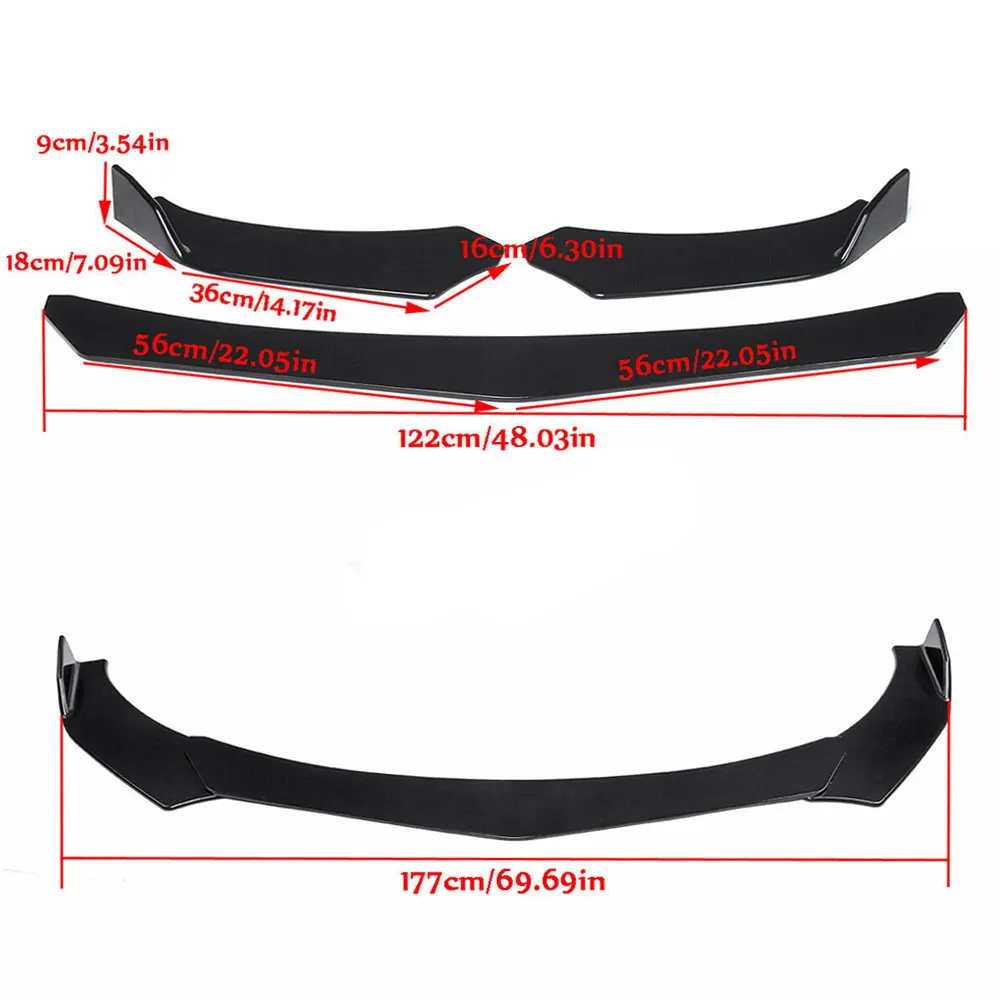 Передний бампер губ подбородок тела комплект спойлер сплиттер диффузор 3 шт