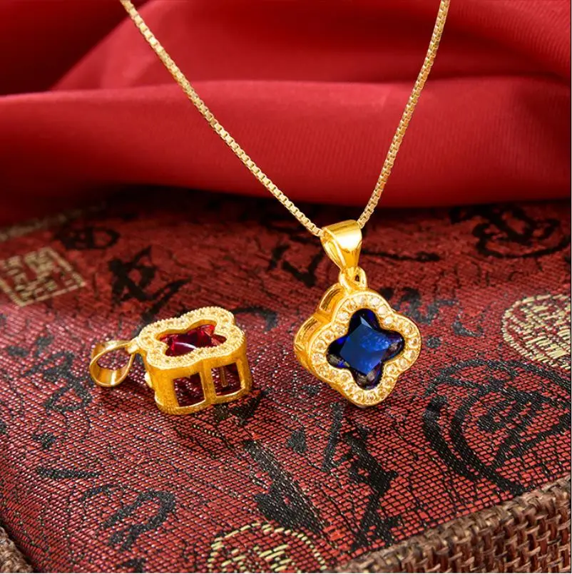 

Hi sweater chain women 24K yellow Gold zircon leaf Pendant Necklace for female party Jewelry with Chain Birthday Gift