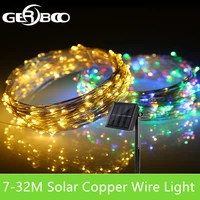 2232m solar led light string outdoor waterproof copper wire string holiday fairy lights for christmas party wedding decoration