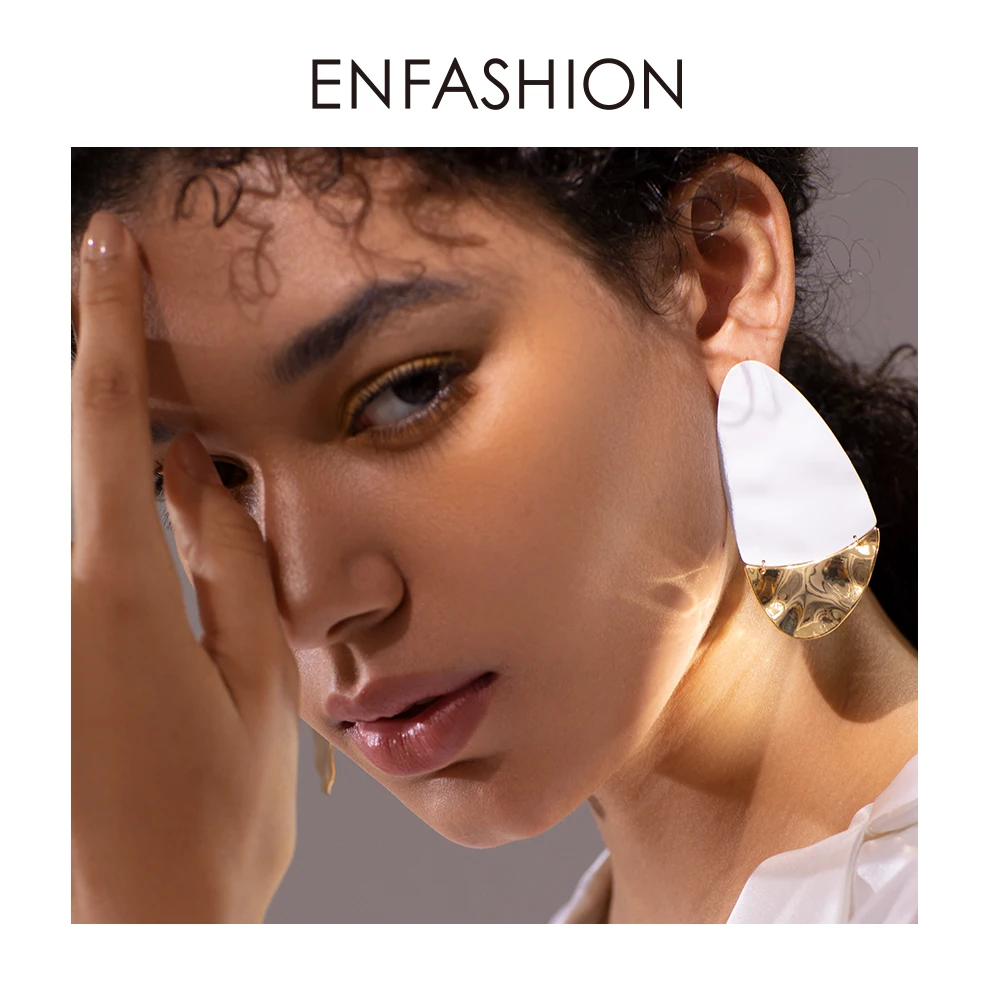 

ENFASHION Geometric Curve Stud Earrings For Women Mixed Color Minimalist Statement Earings Fashion Jewelry Pendientes EC191065