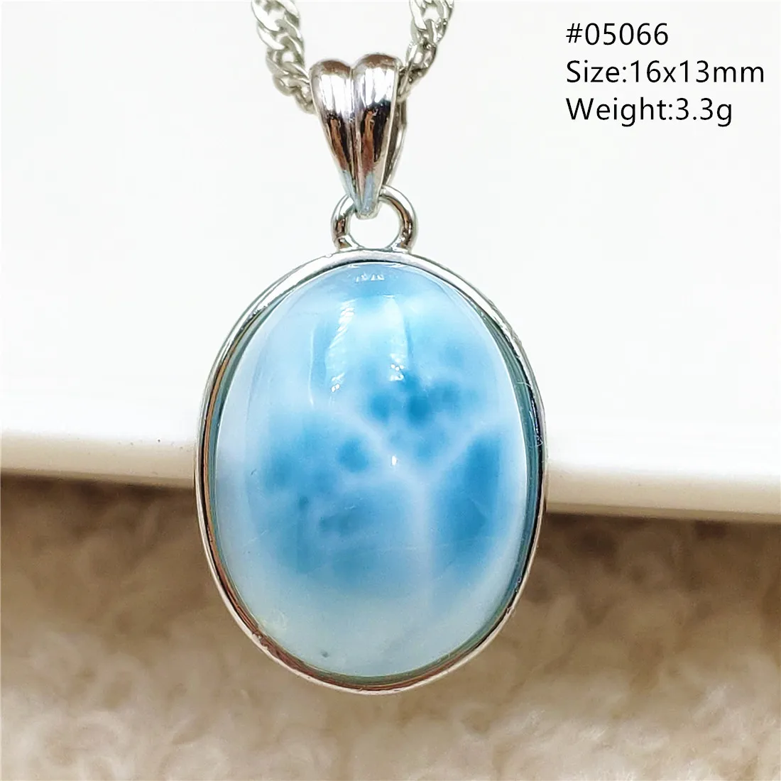 Ожерелье с подвеской из натурального синего ларимара для мужчин и женщин