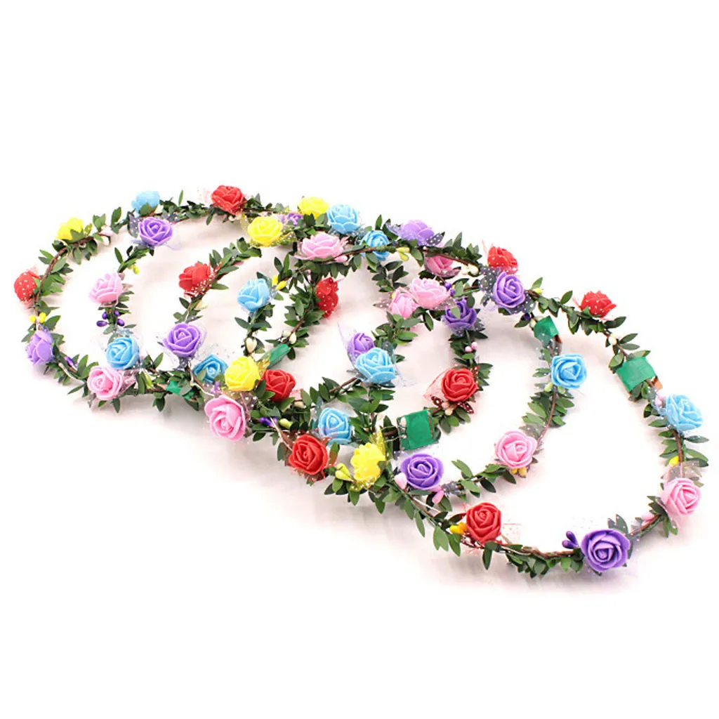 Светодиодная лента для волос с цветами корона венок гирлянда маскарадный ободок