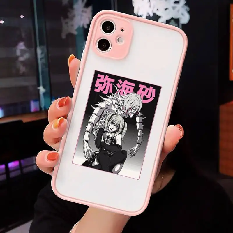 

rem and misa death note Phone Case For iPhone 12 11 Mini Pro XR XS Max 7 8 Plus X Matte transparent Pink Back Cover