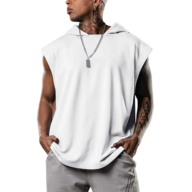 

Men's Brand Bodybuilding Stringer Hooded Vest Men's Workout Wear Sleeveless Vest Vest Muscle Vest Tops Type Style Fabric Type