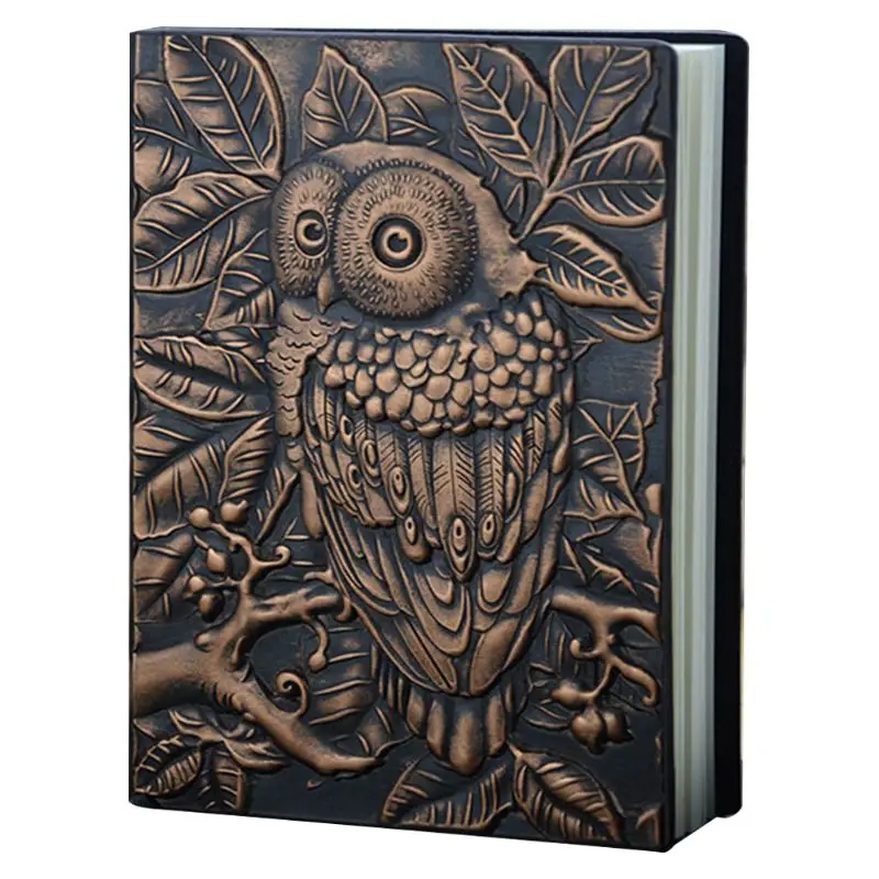 

B36C 3D Carving Owl Embossed Notebook Journal Notepad Travel Diary Planner Sketchbook