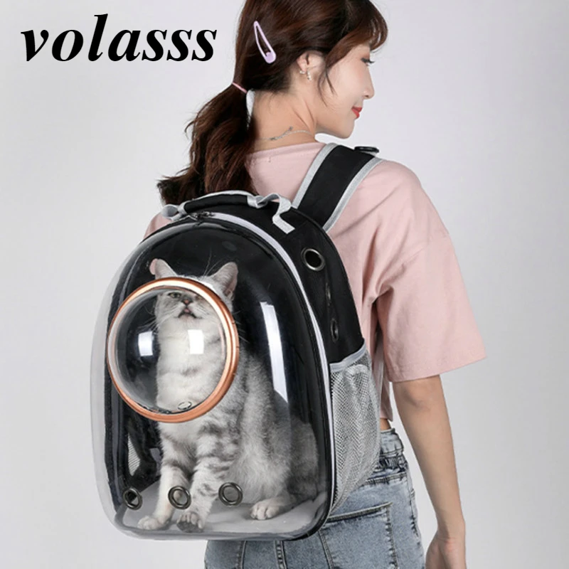 Volasss Kitten Puppy Space Bag Carrying Pet Travel Bags Breathable Transparent Dog Cat Backpack Large Space Comfortable Handbag
