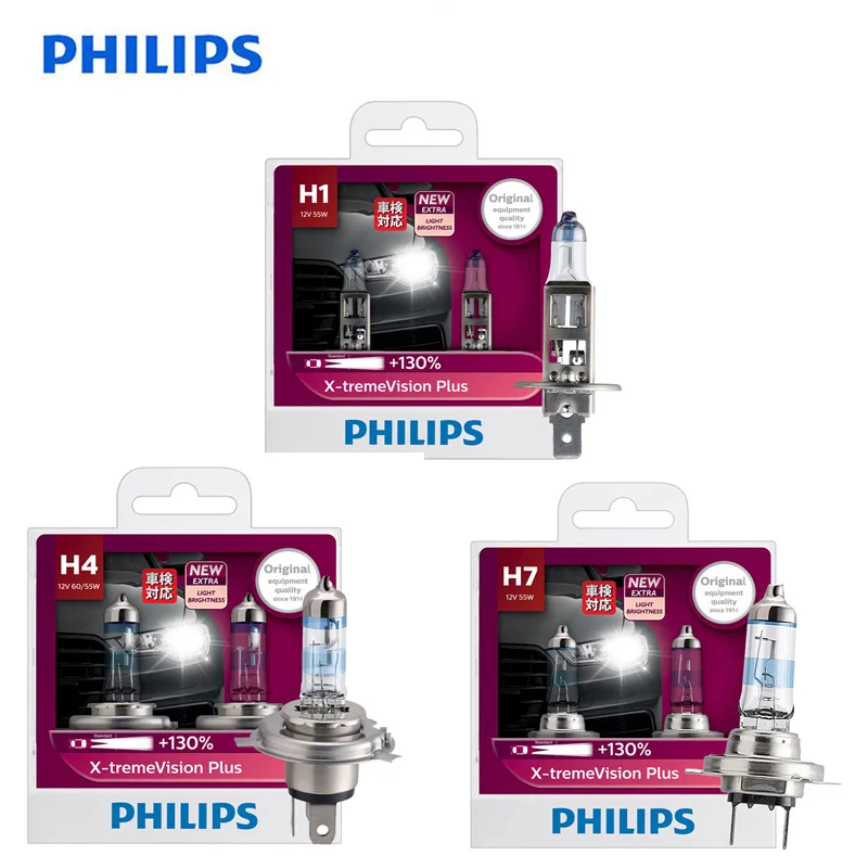 

Philips H1 H4 H7 9003 12V X-treme Vision Plus Xenon Bright White Light Auto Halogen Headlight Car Lamp Approve 130% Brighter