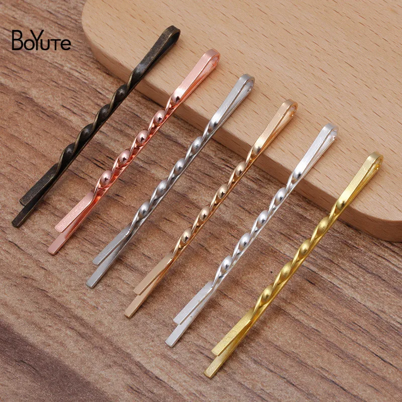 

BoYuTe (50 Pieces/Lot) 55*2MM Metal Iron Twisted Clip Diy Hair Accessories Hairpin Materials Wholesale