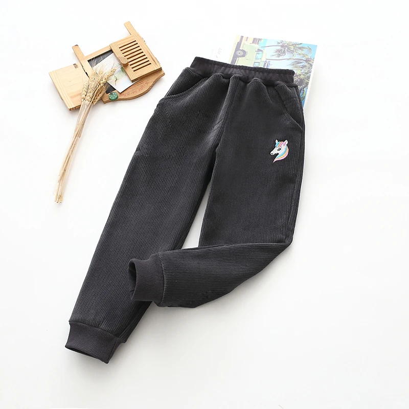 Новинка Осень/Зима 2021 модели для детей тяжелые хлопковые брюки с вышивкой пони