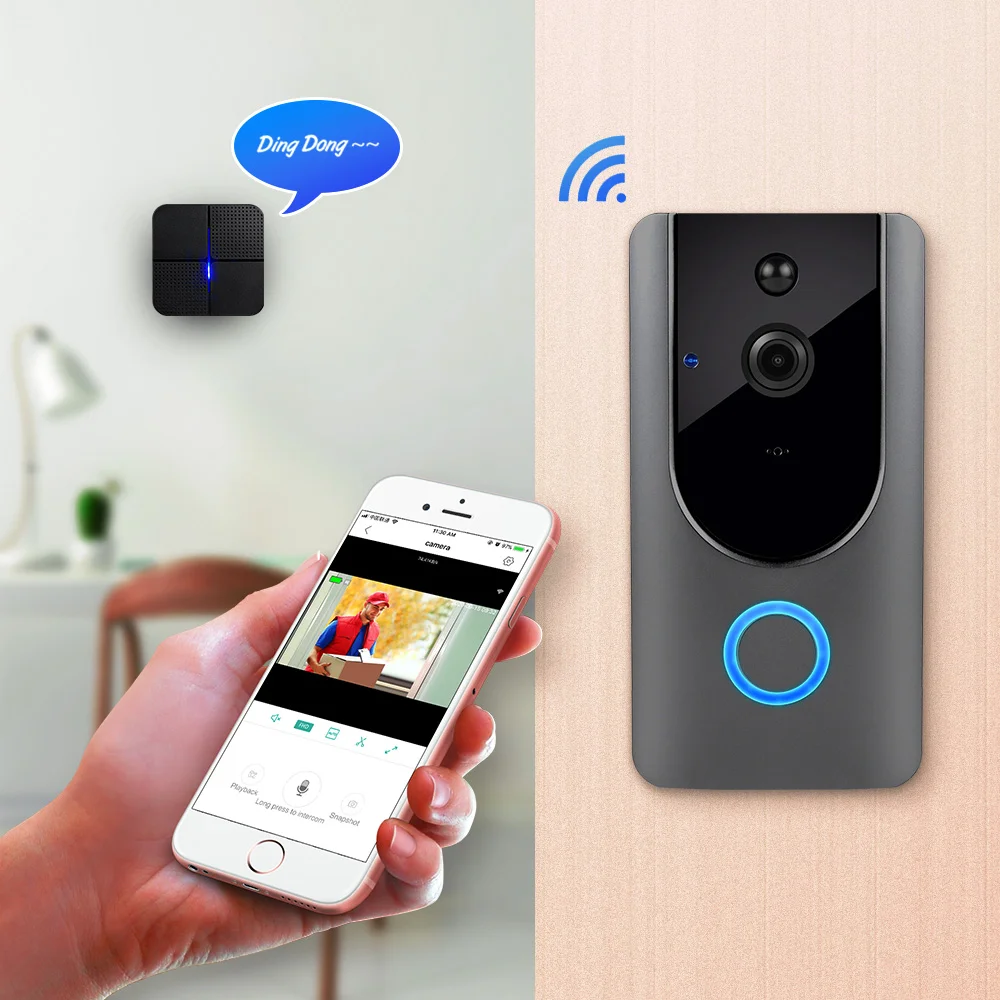 

WiFi Doorbell Camera Outdoor Wireless Video Doorbell Two-way Audio Visible Intercom System Night Vision Door Phone deurbel