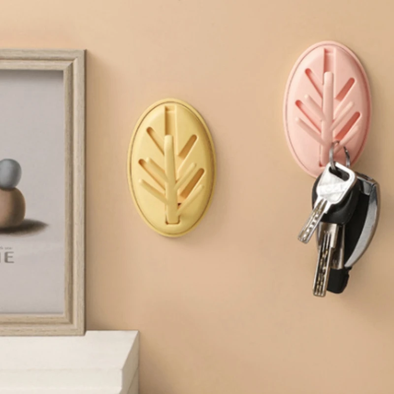 

Creative Jewelry Key Hook Multifunctional Leaf Small Hook Powerful Folding Small Sticky Hook Bedside Storage Hook, 8PCS
