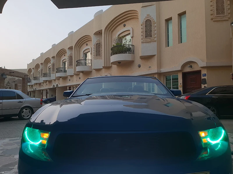 Для Ford mustang 2010 2011 2012 многоцветные светодиодные глаза ангела комплект RGB Halo кольца фары дневного света