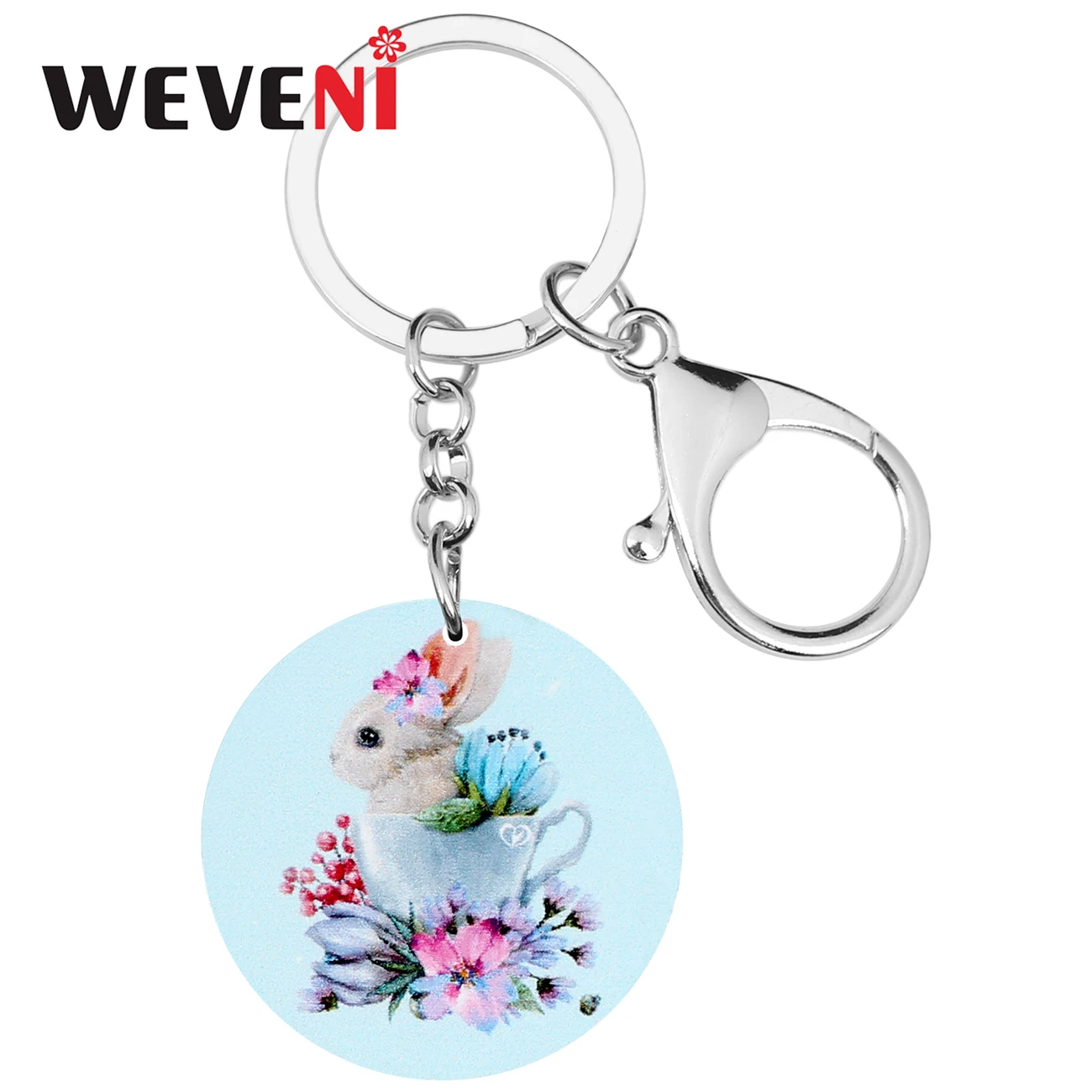 ARWA акриловый Круглый Цветок Пасхальный заяц Кролик Банни брелки брелок с принтом