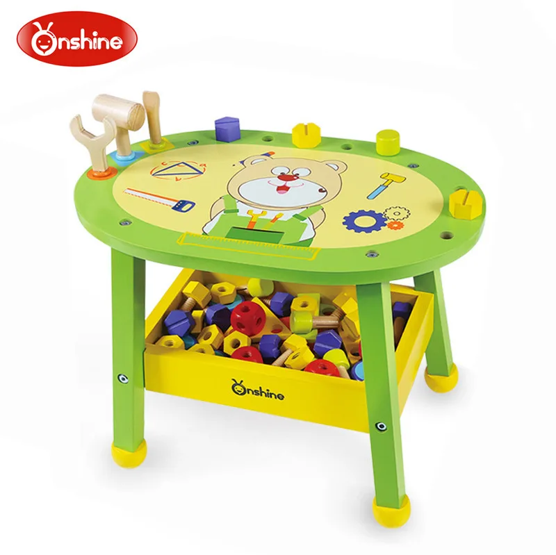 

Children's Wooden Puzzle Simulation Repair Tool Table Boy Play House Nut Building Blocks Assembly