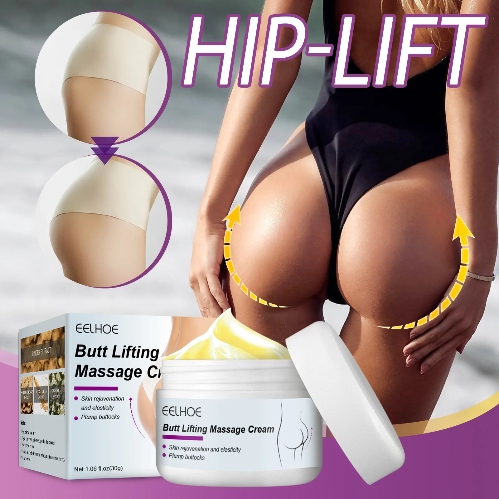 

Effective Hip Lift Up Buttock Enhancement Massage Cream Firming Lifting Fast Growth Butt Enhancer Busty Sexy Body Care for Women