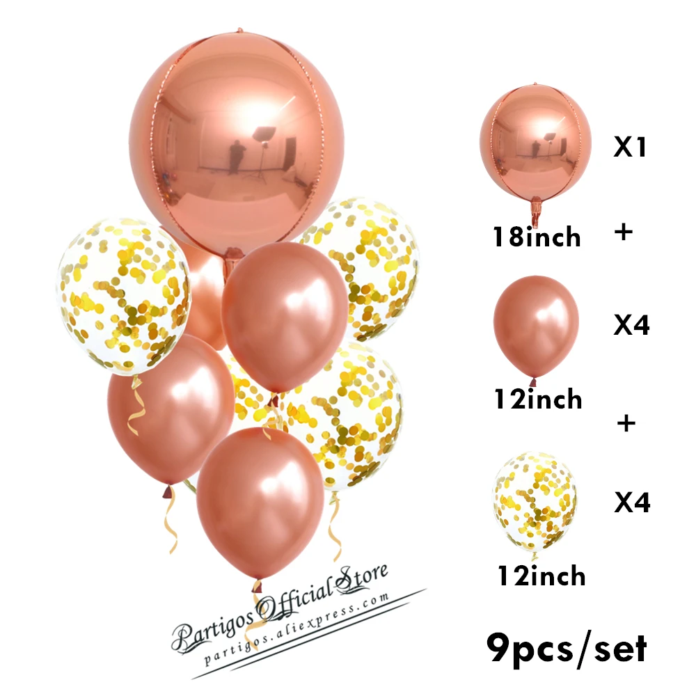 rose gold 3 1 компл. 4D розовое золото свадебные украшения, воздушные шары из фольги металлические блестящие звезды глобусы День Рождения Декор поставки баллоны с гелием - Цвет: rose gold 3